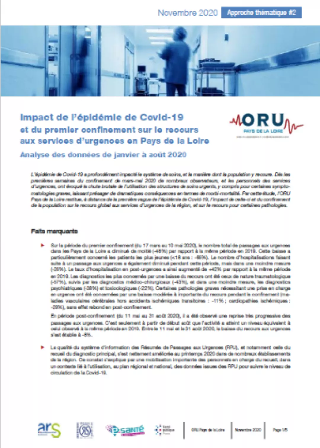 Impact de l'épidémie de Covid-19 et du premier confinement sur le recours aux services d'urgences en Pays de la Loire